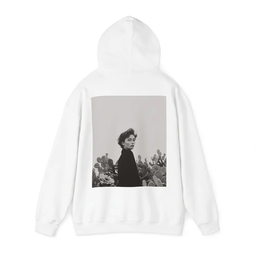 Woman Among Cactus Black White Portrait – Hoodies