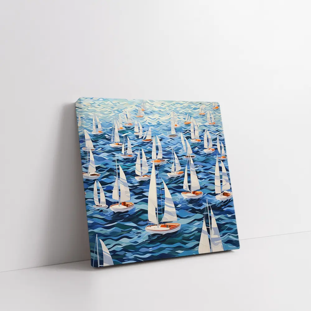 Sailboats Racing Blue Ocean Waves Art – Wall Art