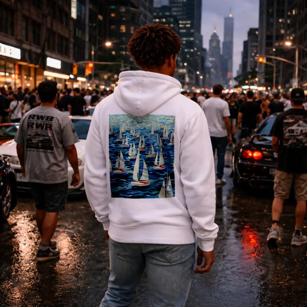 Sailboats Racing Blue Ocean Waves Art – Hoodies