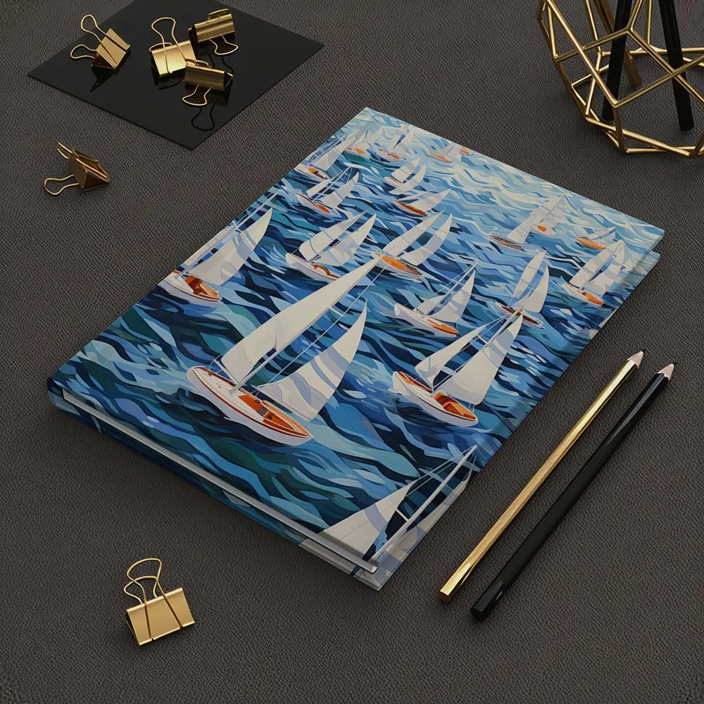 Sailboats Racing Blue Ocean Waves Art – Notebooks