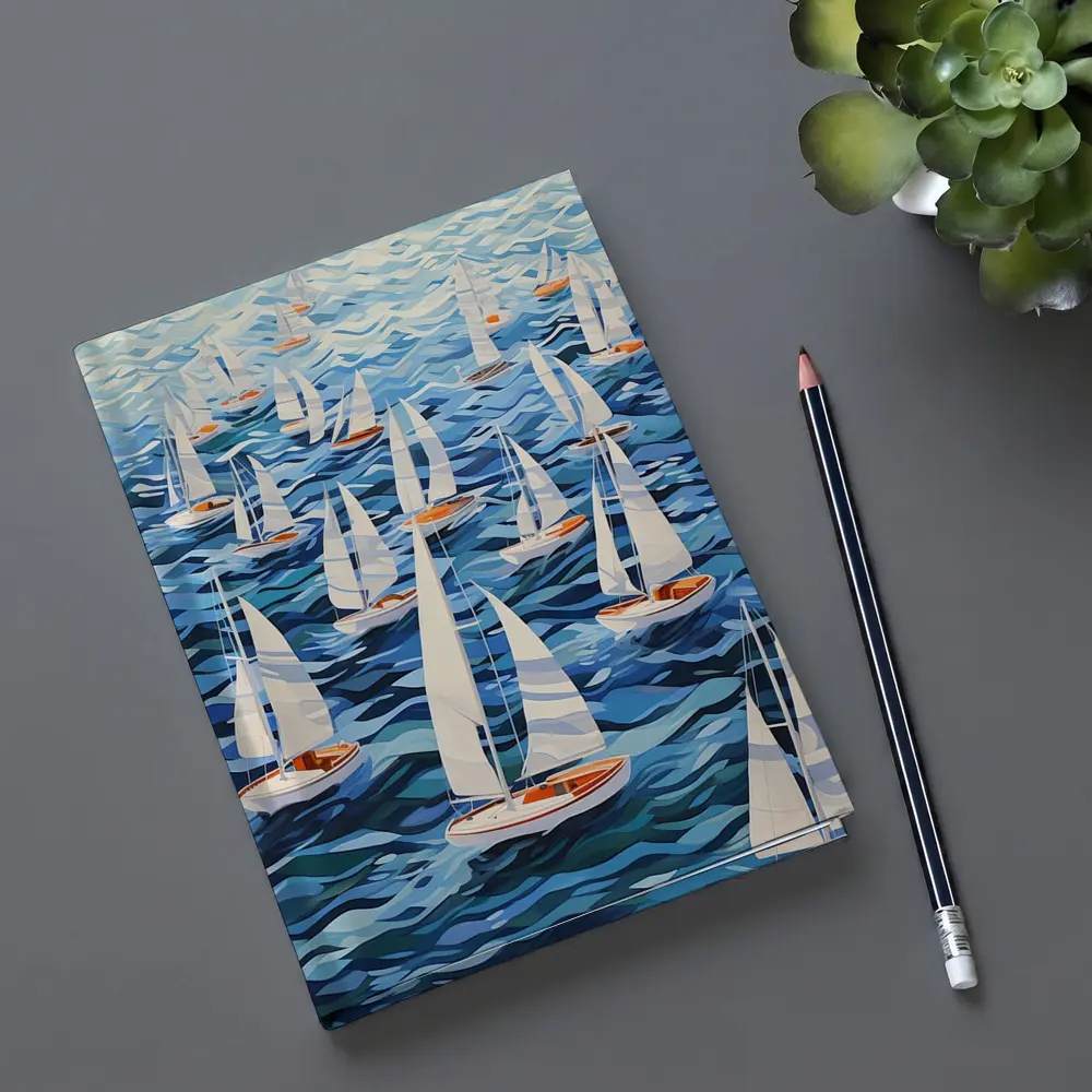 Sailboats Racing Blue Ocean Waves Art – Notebooks