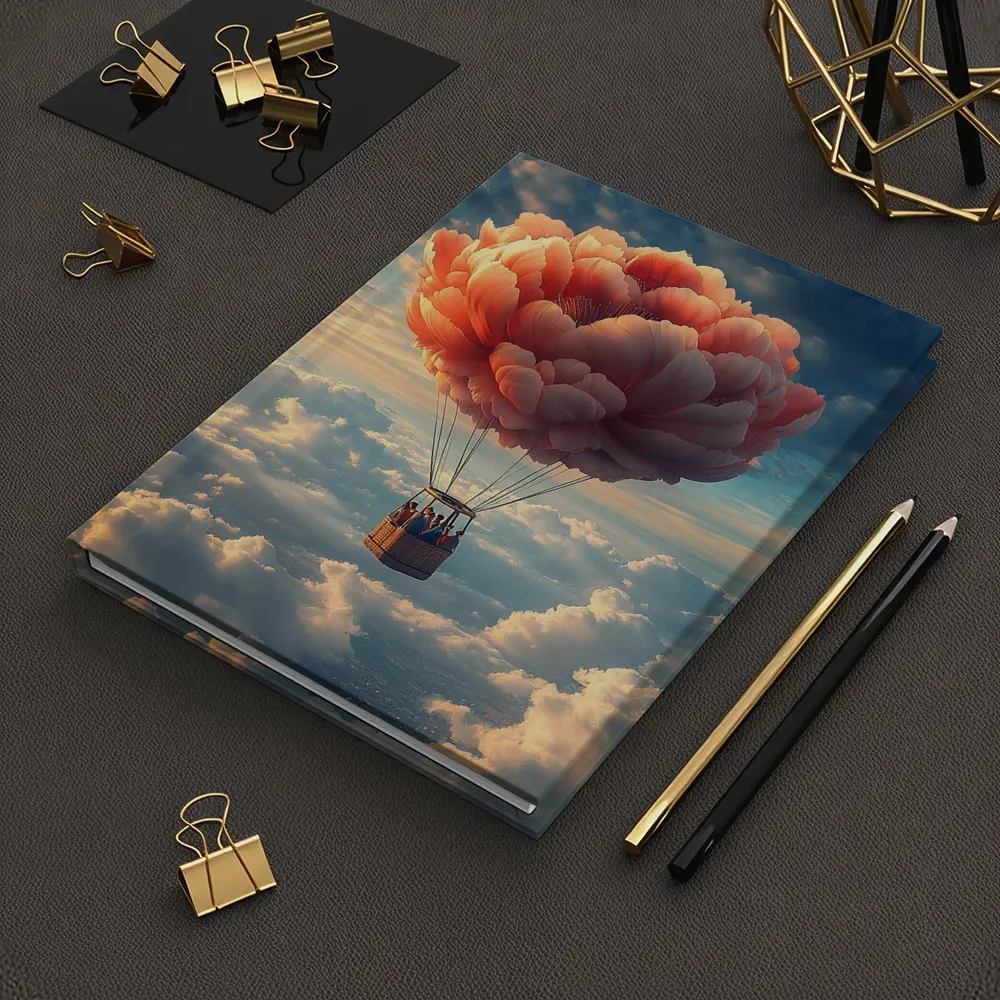Peony Hot Air Balloon Above Clouds – Notebooks