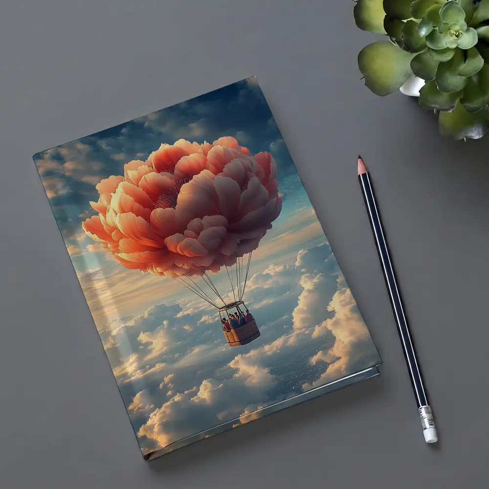 Peony Hot Air Balloon Above Clouds – Notebooks