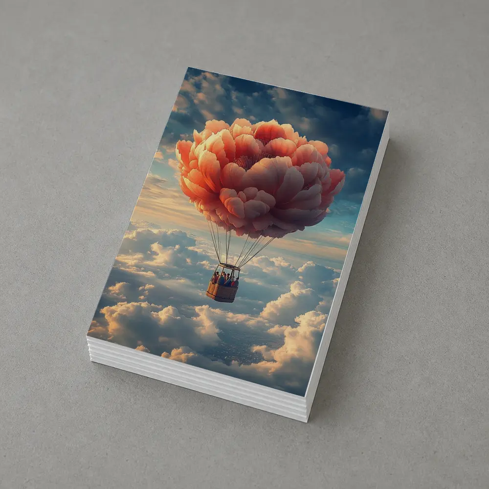 Peony Hot Air Balloon Above Clouds – Postcards