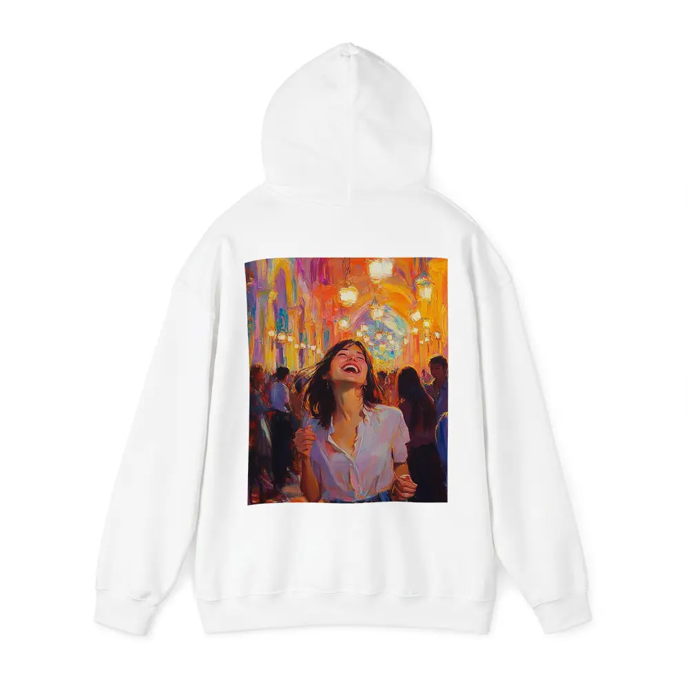 Joyful Woman Laughing Oil Painting Crowd – Hoodies