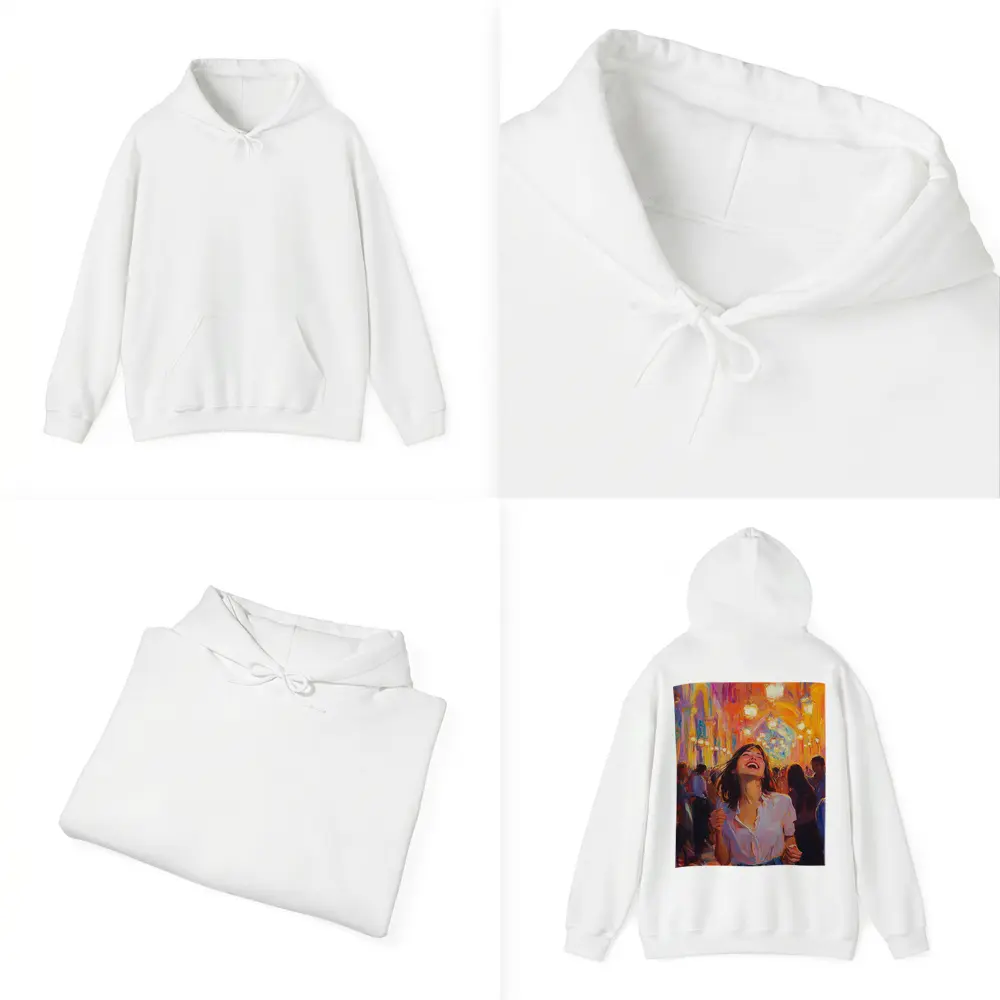 Joyful Woman Laughing Oil Painting Crowd – Hoodies