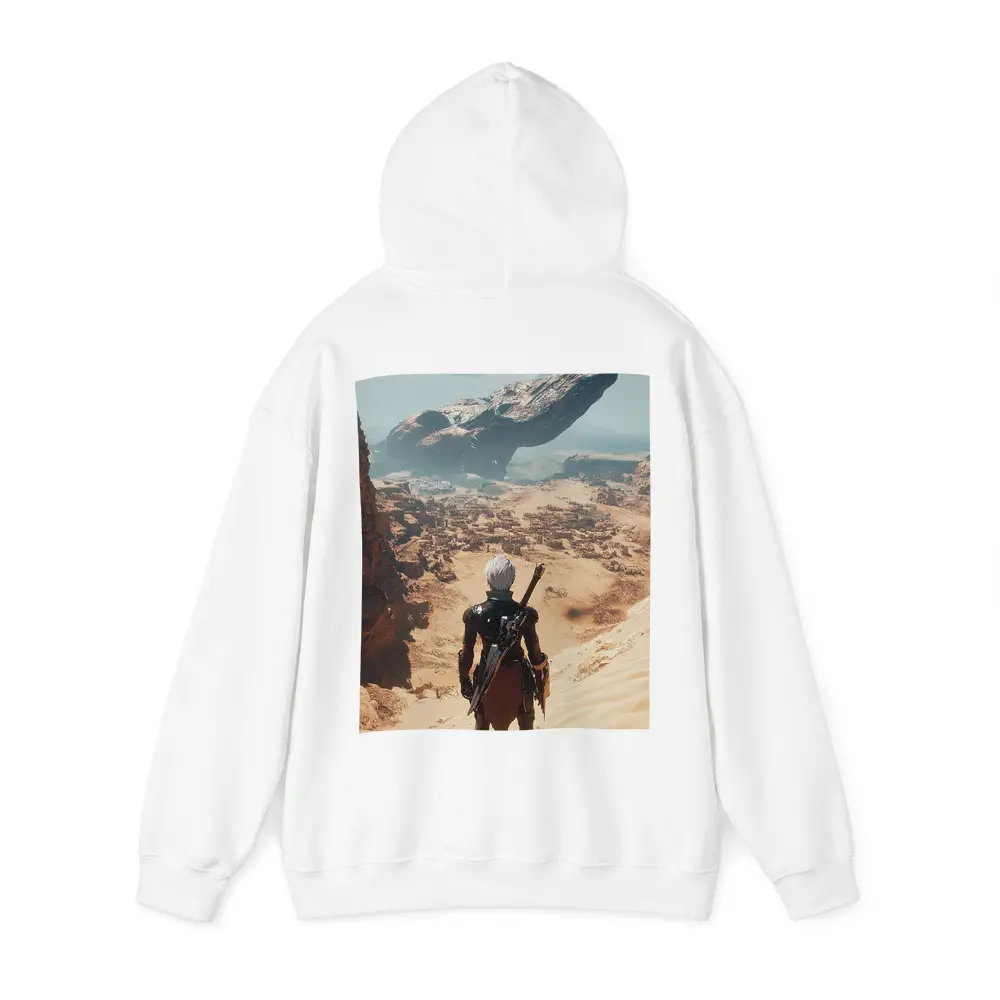 Warrior Overlooking Desert City Alien Spaceship – Hoodies