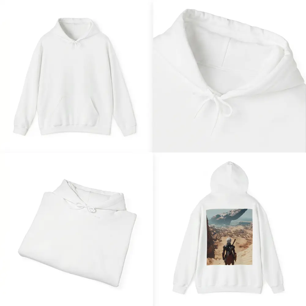 Warrior Overlooking Desert City Alien Spaceship – Hoodies