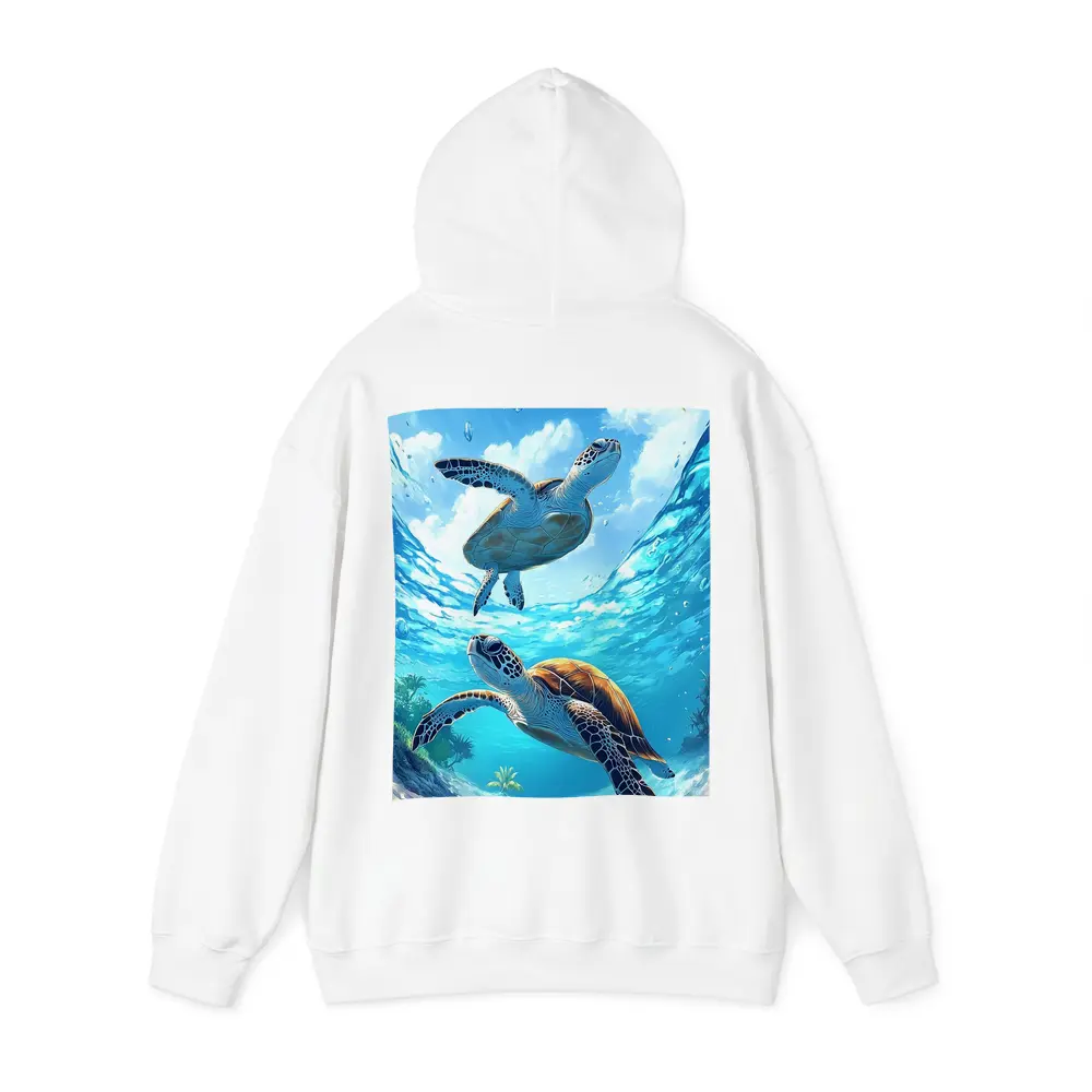 Two Sea Turtles Swimming Tropical Ocean Waters – Hoodies