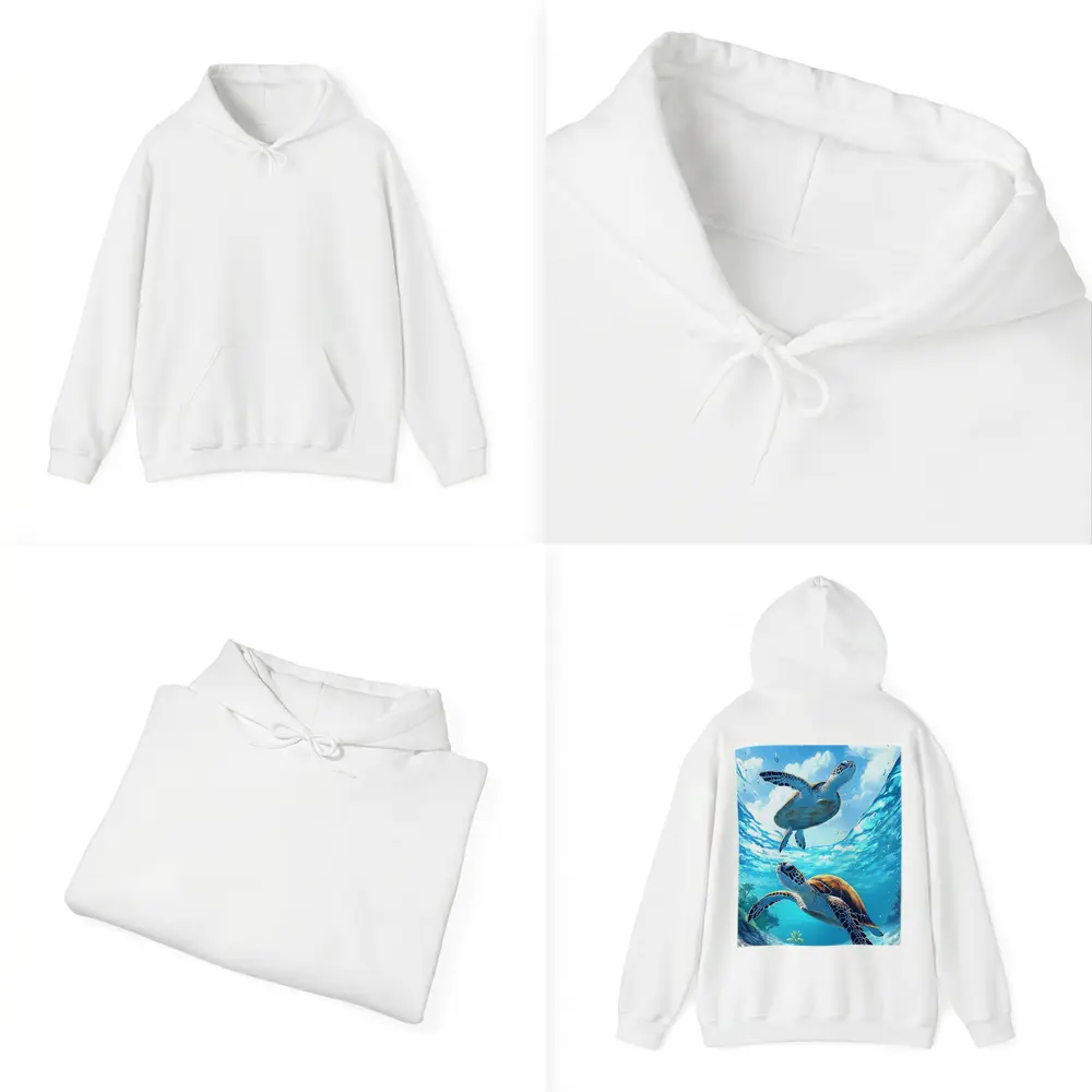 Two Sea Turtles Swimming Tropical Ocean Waters – Hoodies