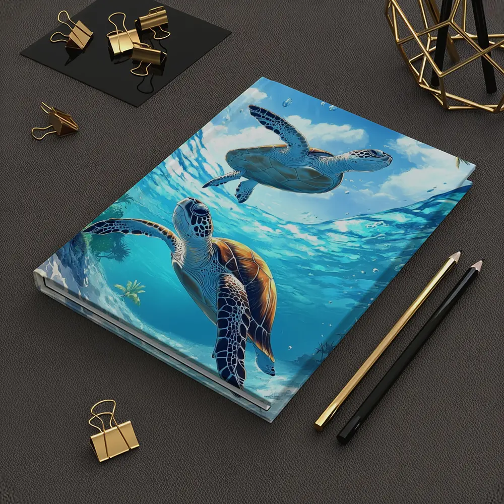 Two Sea Turtles Swimming Tropical Ocean Waters – Notebooks