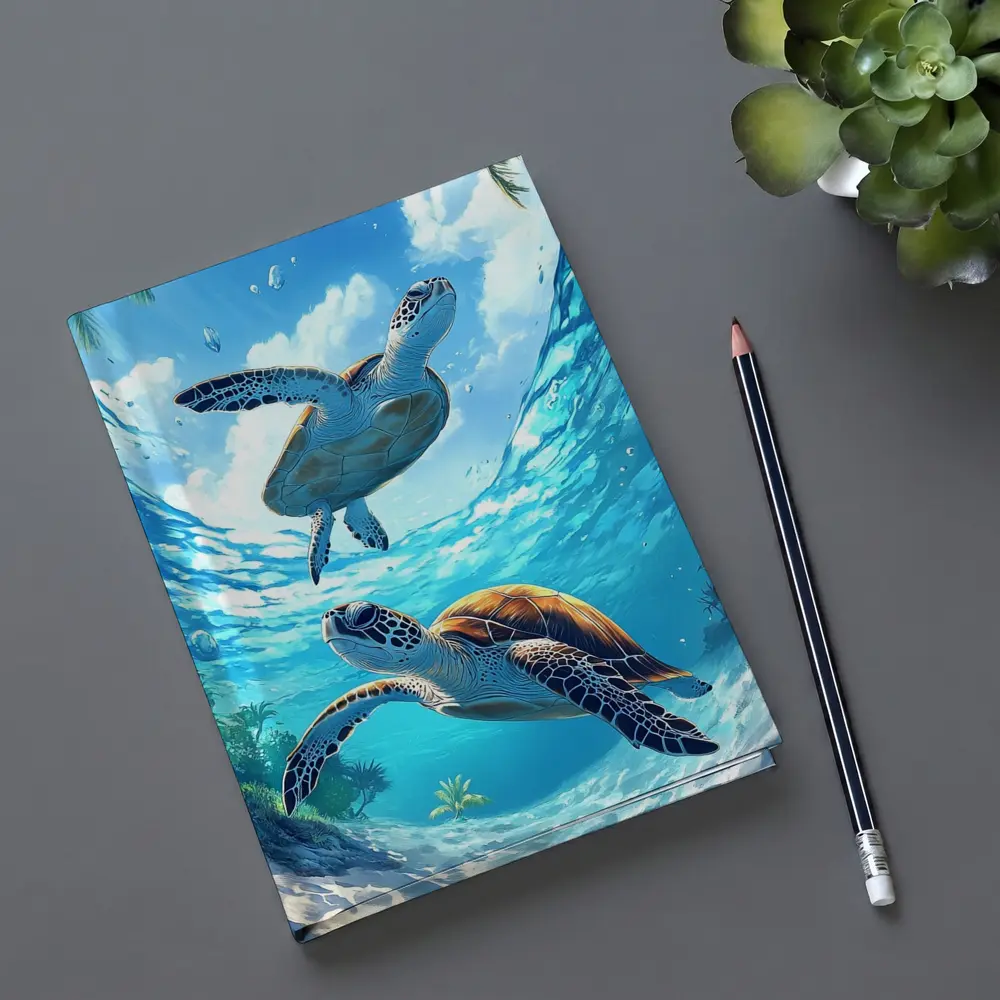 Two Sea Turtles Swimming Tropical Ocean Waters – Notebooks