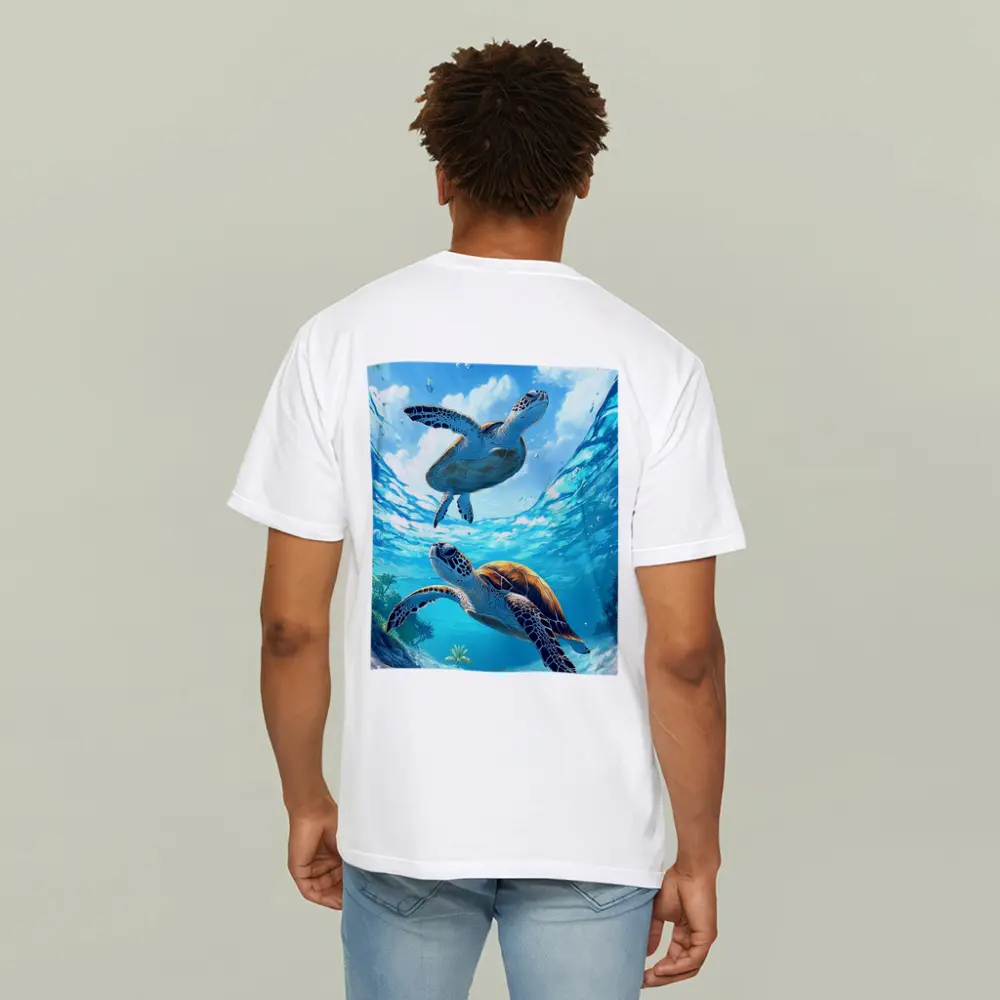 Two Sea Turtles Swimming Tropical Ocean Waters – T-Shirts