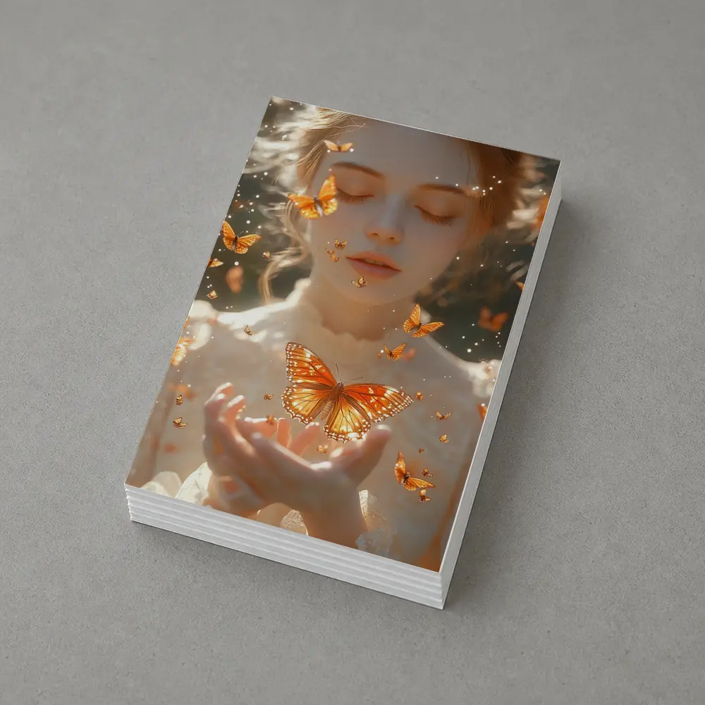 Girl Holding Butterfly Golden Light Fantasy – Postcards