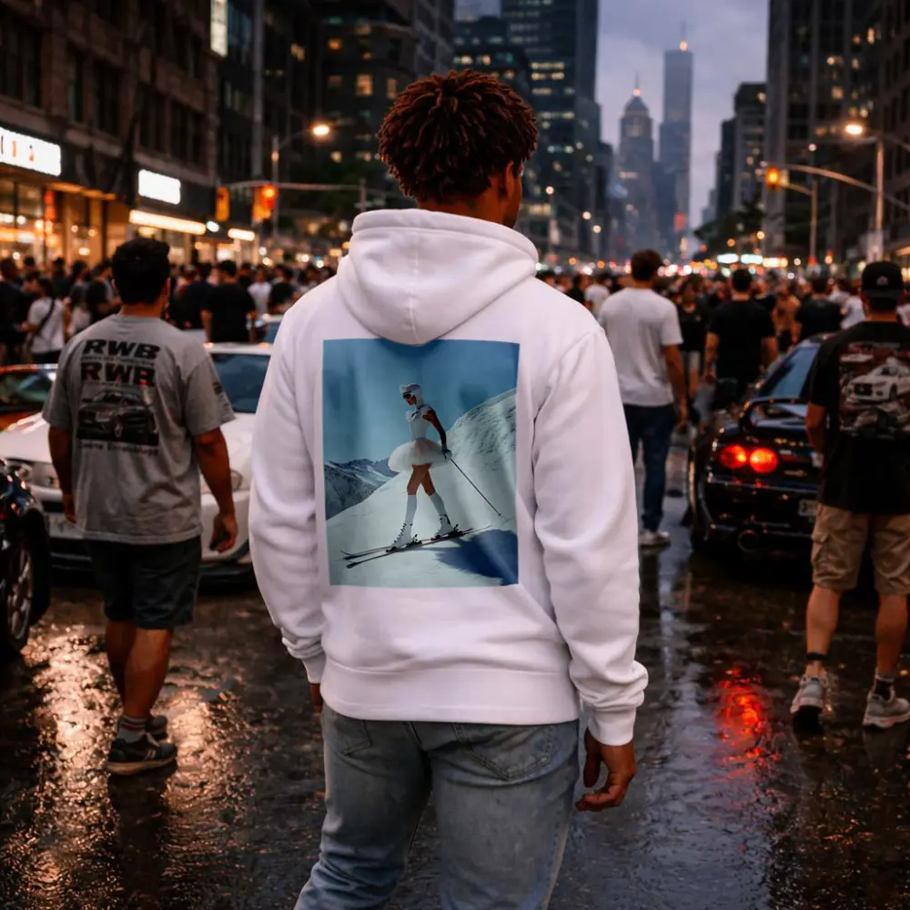 Ballet Skier Woman on Snowy Mountain – Hoodies