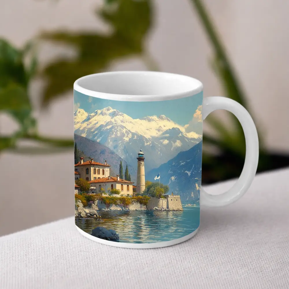 Italian Lake Villa Lighthouse Alpine Mountains – Mugs