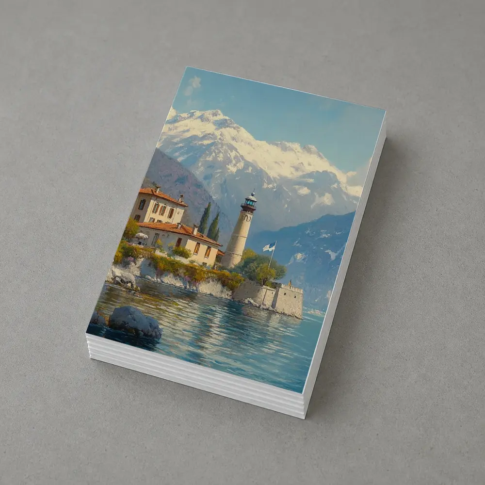 Italian Lake Villa Lighthouse Alpine Mountains – Postcards