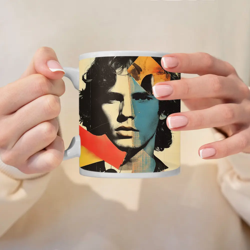 Young Man Pop Art Collage Portrait – Mugs
