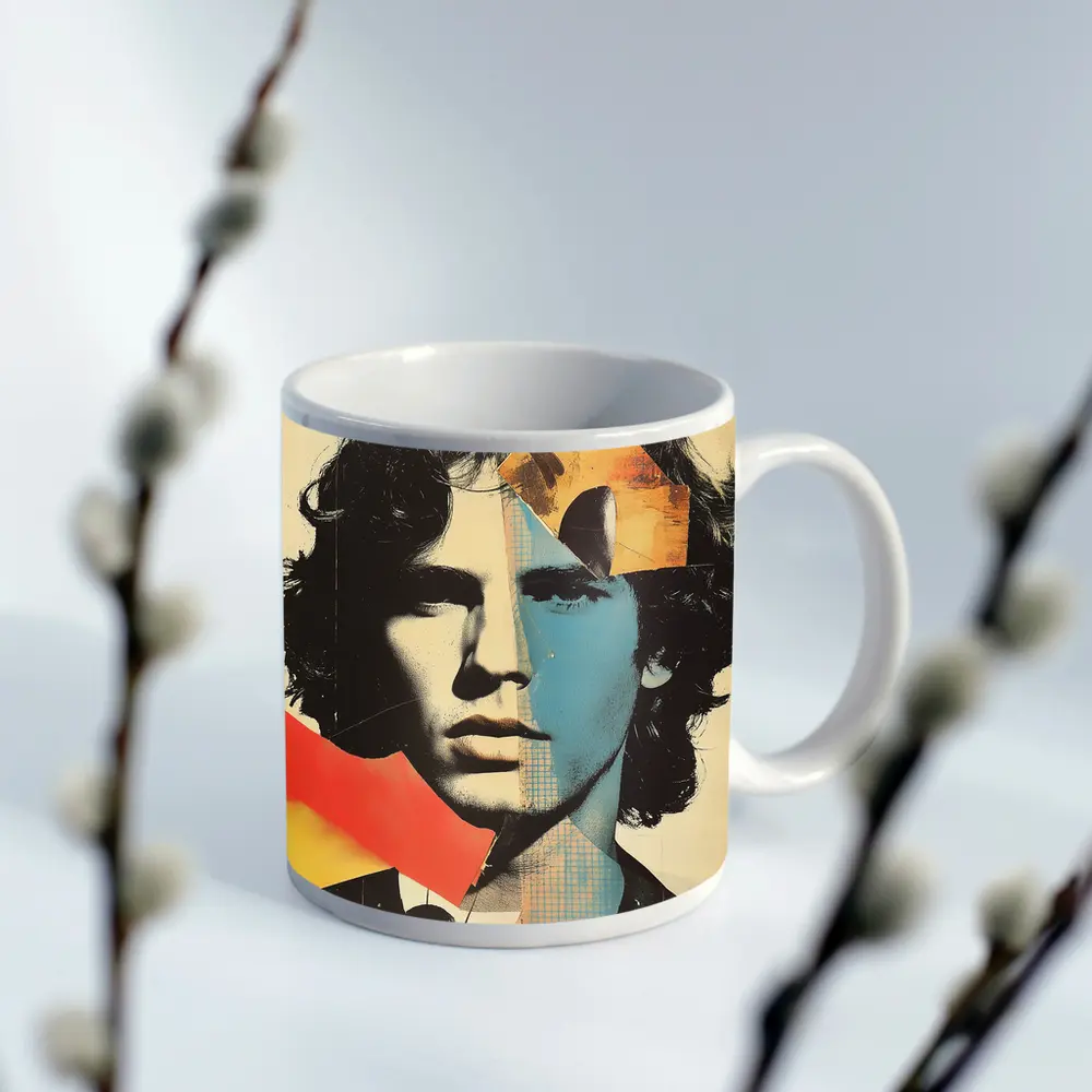 Young Man Pop Art Collage Portrait – Mugs