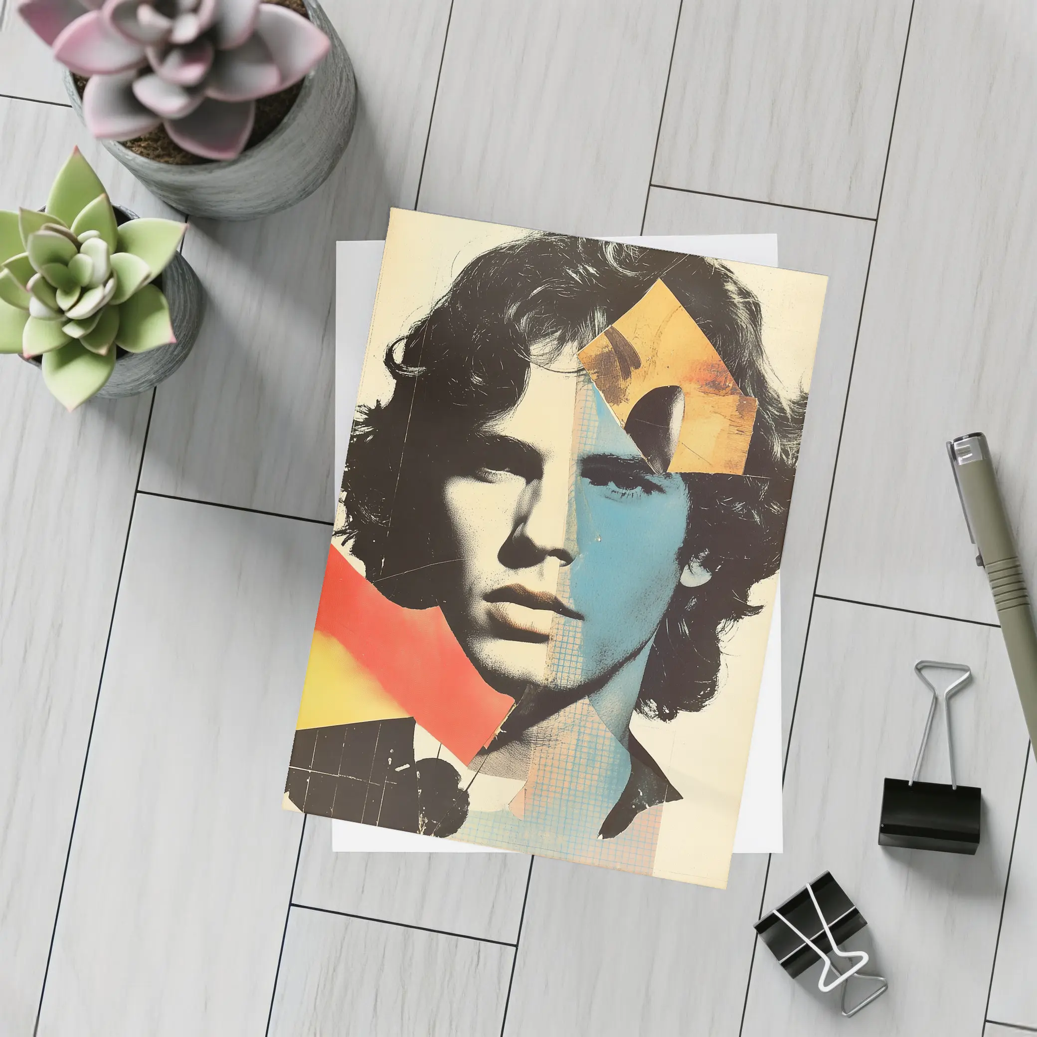 Young Man Pop Art Collage Portrait – Postcards