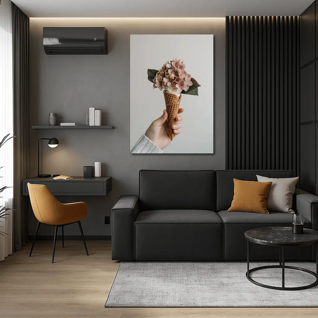 Hydrangea Flowers in Waffle Cone Hand – Wall Art
