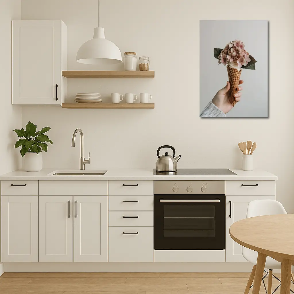 Hydrangea Flowers in Waffle Cone Hand – Wall Art