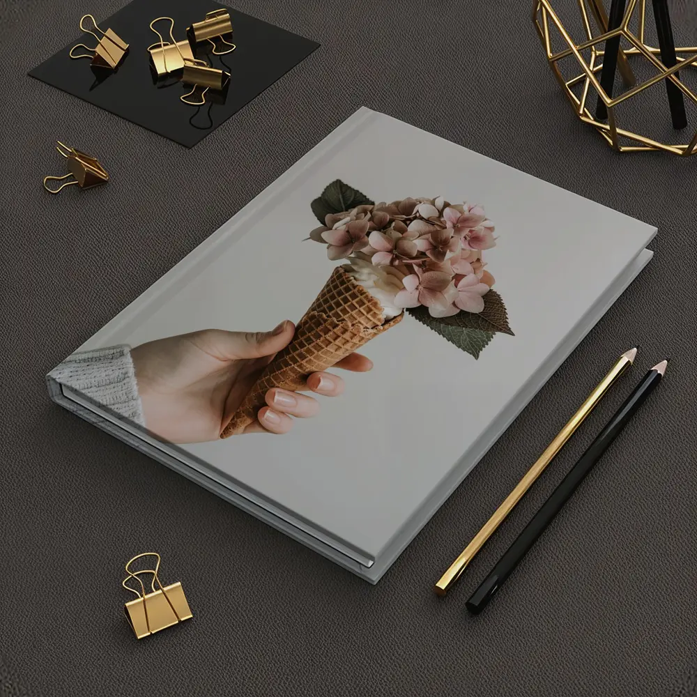 Hydrangea Flowers in Waffle Cone Hand – Notebooks