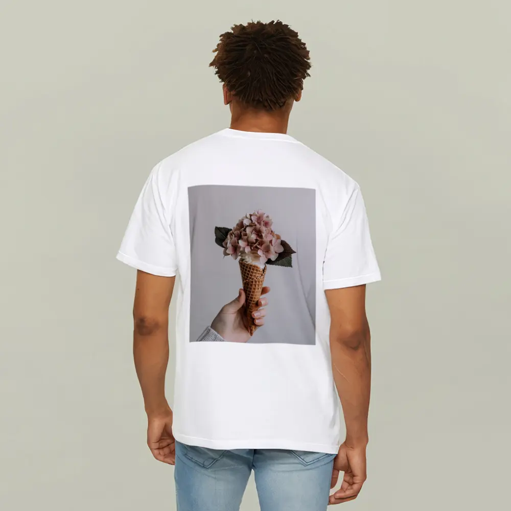 Hydrangea Flowers in Waffle Cone Hand – T-Shirts