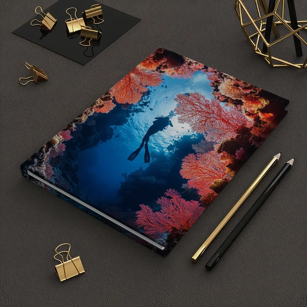 Scuba Diver Silhouette Deep Ocean Coral Reef – Notebooks