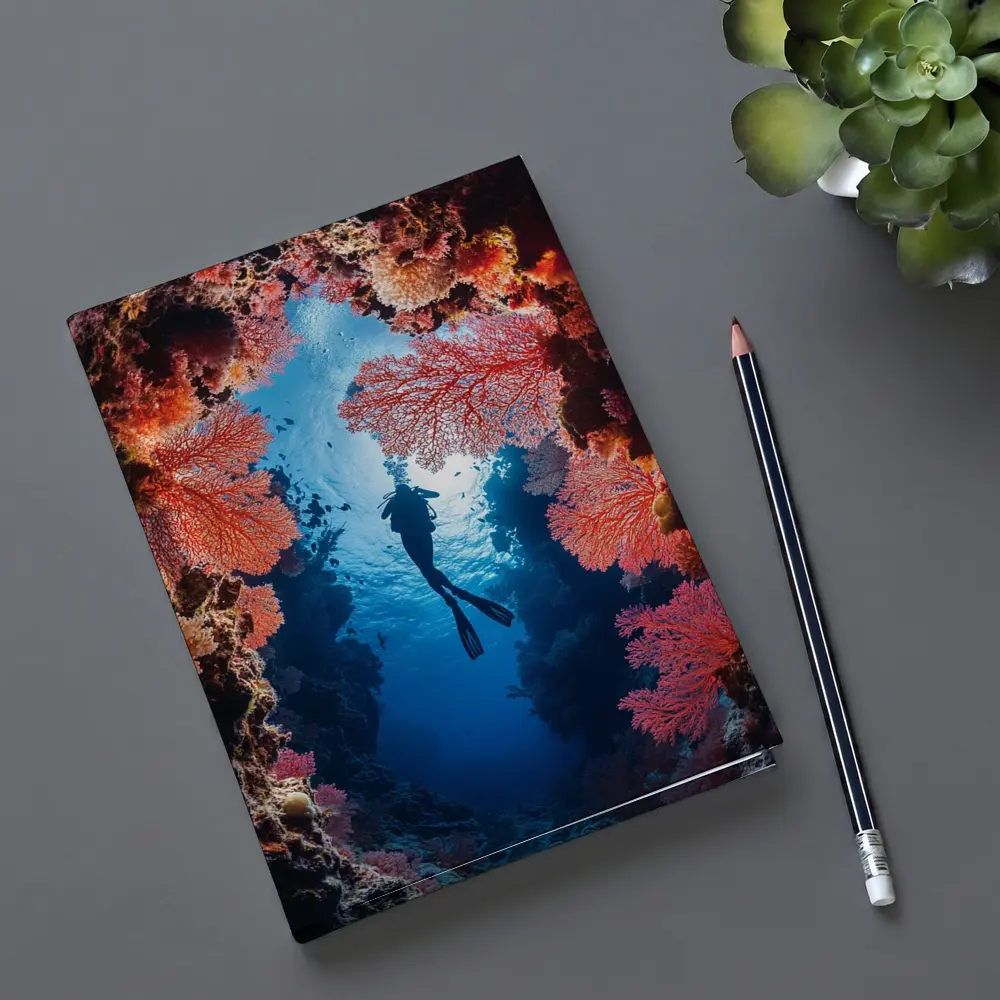 Scuba Diver Silhouette Deep Ocean Coral Reef – Notebooks