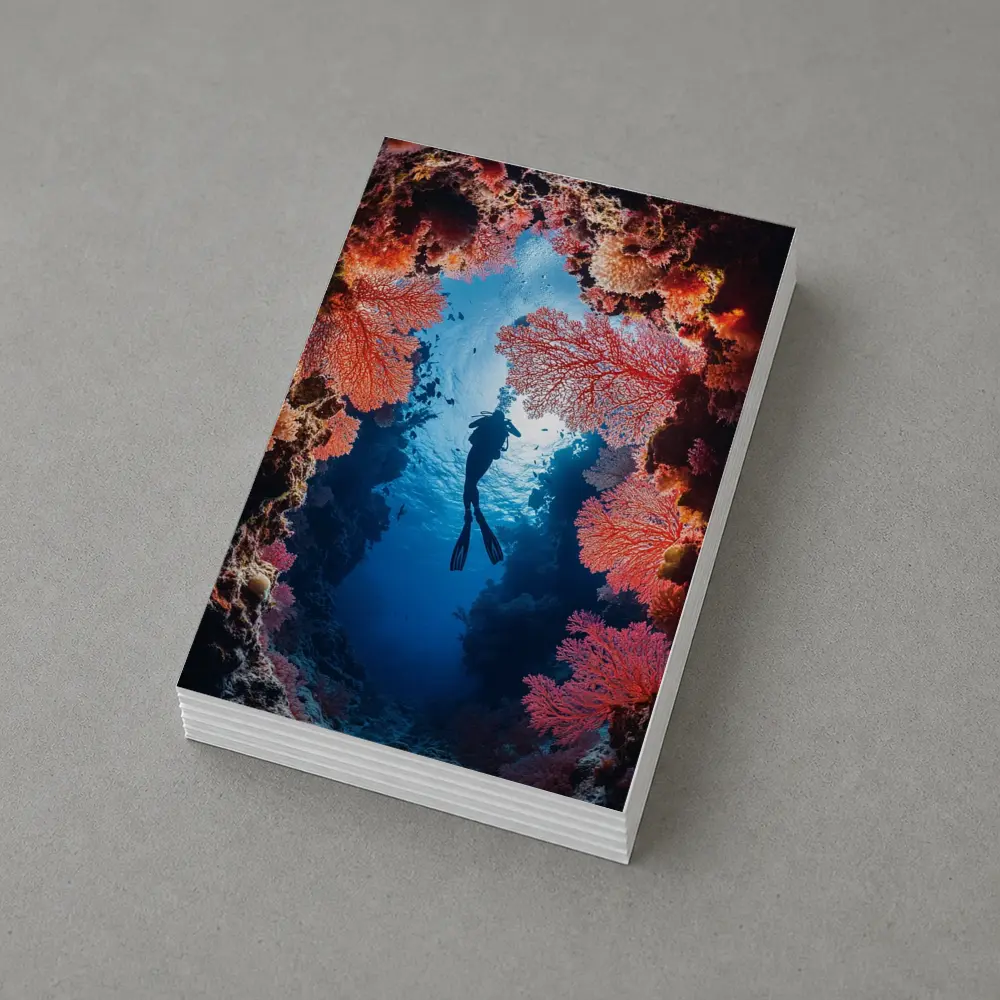 Scuba Diver Silhouette Deep Ocean Coral Reef – Postcards