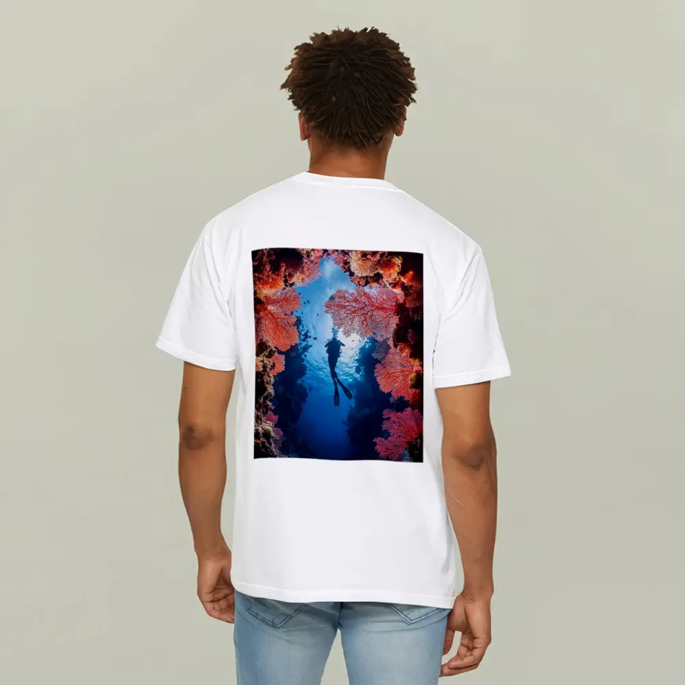 Scuba Diver Silhouette Deep Ocean Coral Reef – T-Shirts