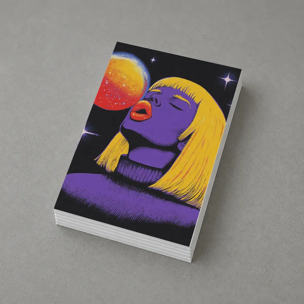 Purple Woman Yellow Hair Cosmic Space Art – Postcards