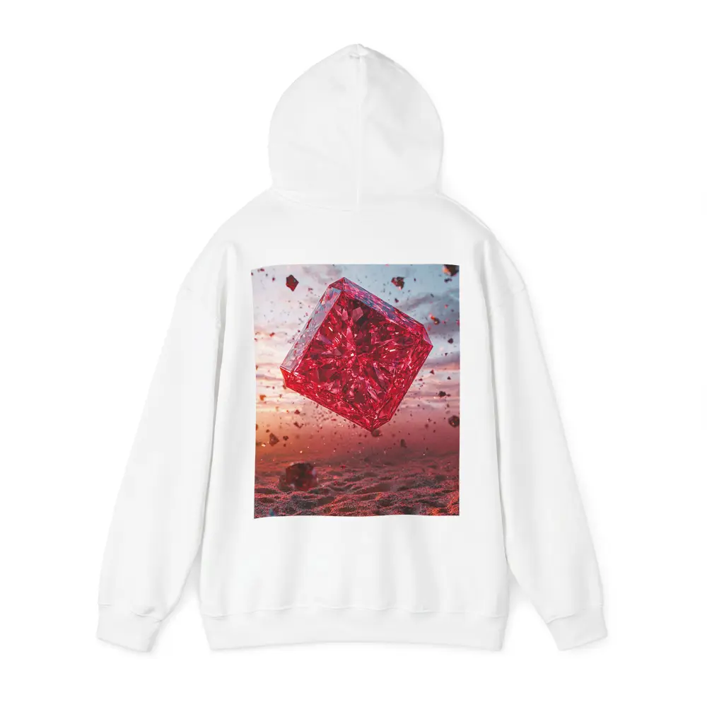 Red Crystal Cube Floating Desert Sunset – Hoodies