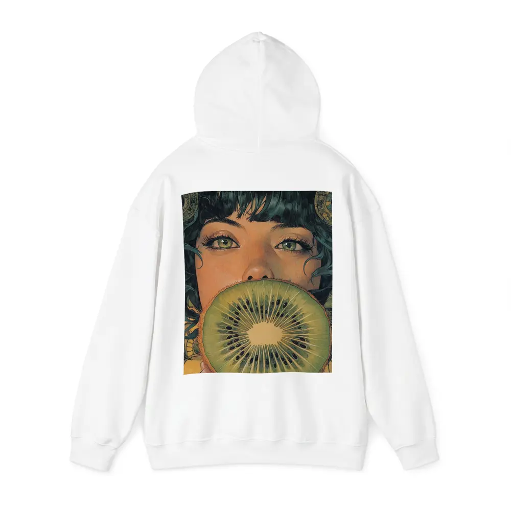 Woman Green Eyes Kiwi Fruit Illustration Art – Hoodies