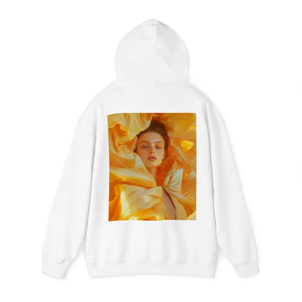 Woman Surrounded by Golden Yellow Silk Petals – Hoodies
