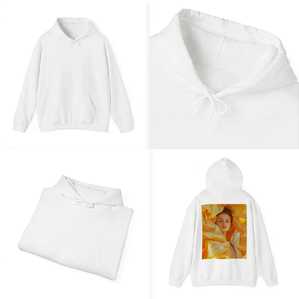 Woman Surrounded by Golden Yellow Silk Petals – Hoodies