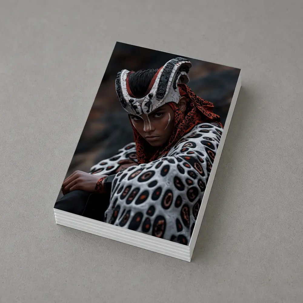 Fantasy Warrior Woman Tribal Armor Dark Background – Postcards
