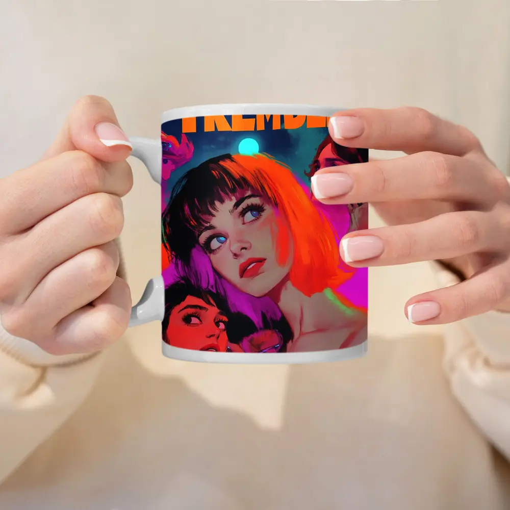 Tremble Bold Neon Women Illustrated Cosmic Art – Mugs