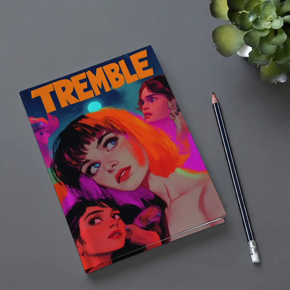 Tremble Bold Neon Women Illustrated Cosmic Art – Notebooks