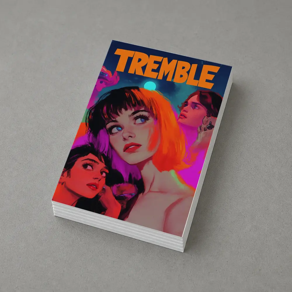 Tremble Bold Neon Women Illustrated Cosmic Art – Postcards
