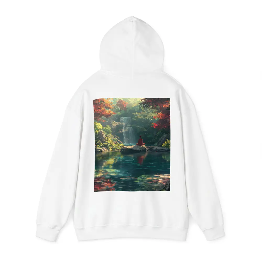 Meditation by Waterfall Autumn Forest Scene – Hoodies
