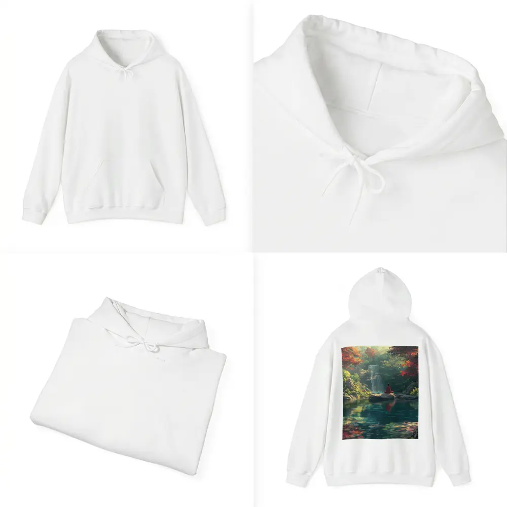 Meditation by Waterfall Autumn Forest Scene – Hoodies