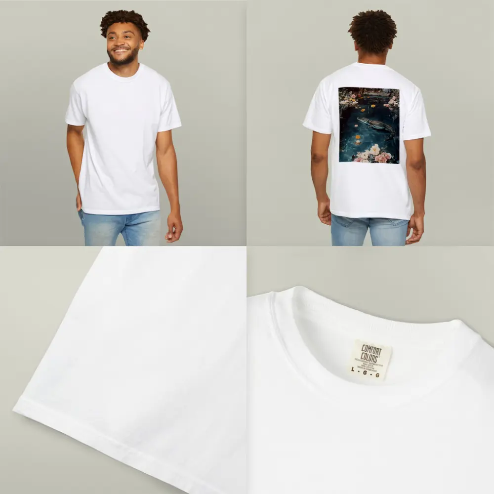 Crocodile Floating Among Roses Floral Water – T-Shirts