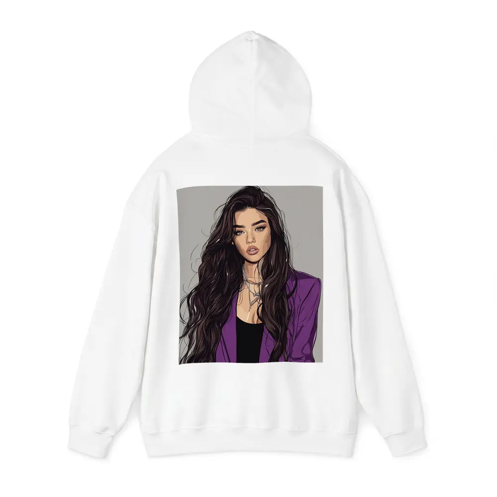 Fashion Girl Illustration Purple Blazer Gray Background – Hoodies