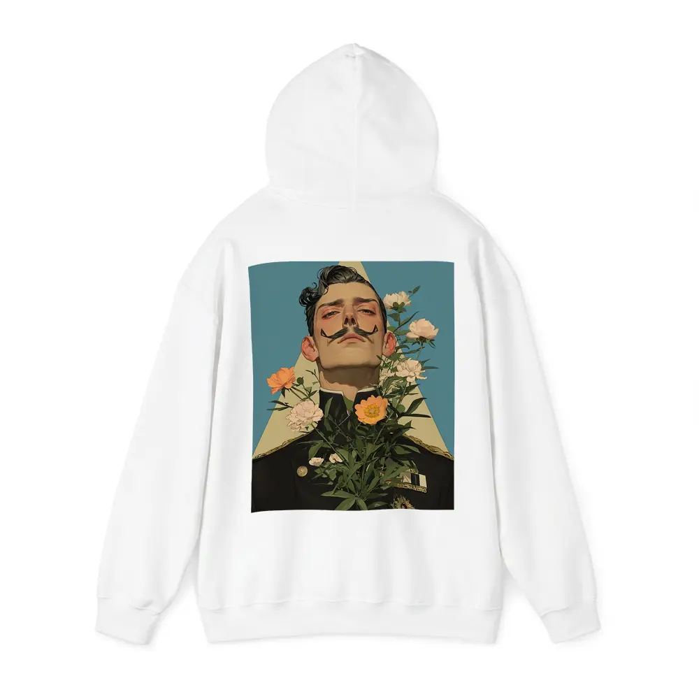 Military Officer Portrait With Flowers Illustration – Hoodies