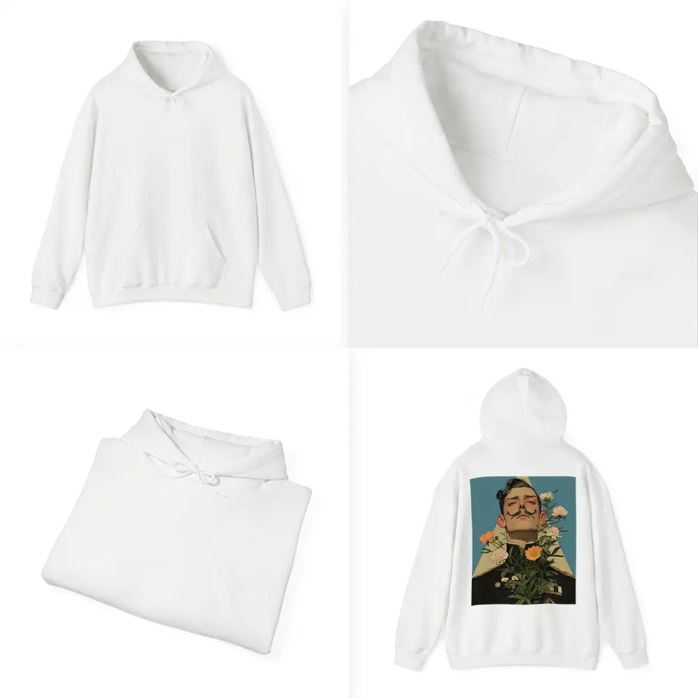 Military Officer Portrait With Flowers Illustration – Hoodies