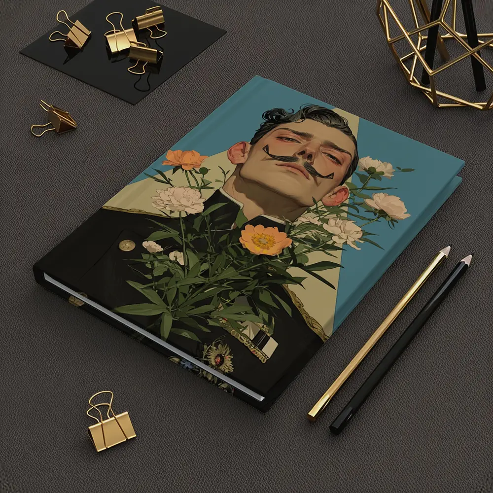 Military Officer Portrait With Flowers Illustration – Notebooks