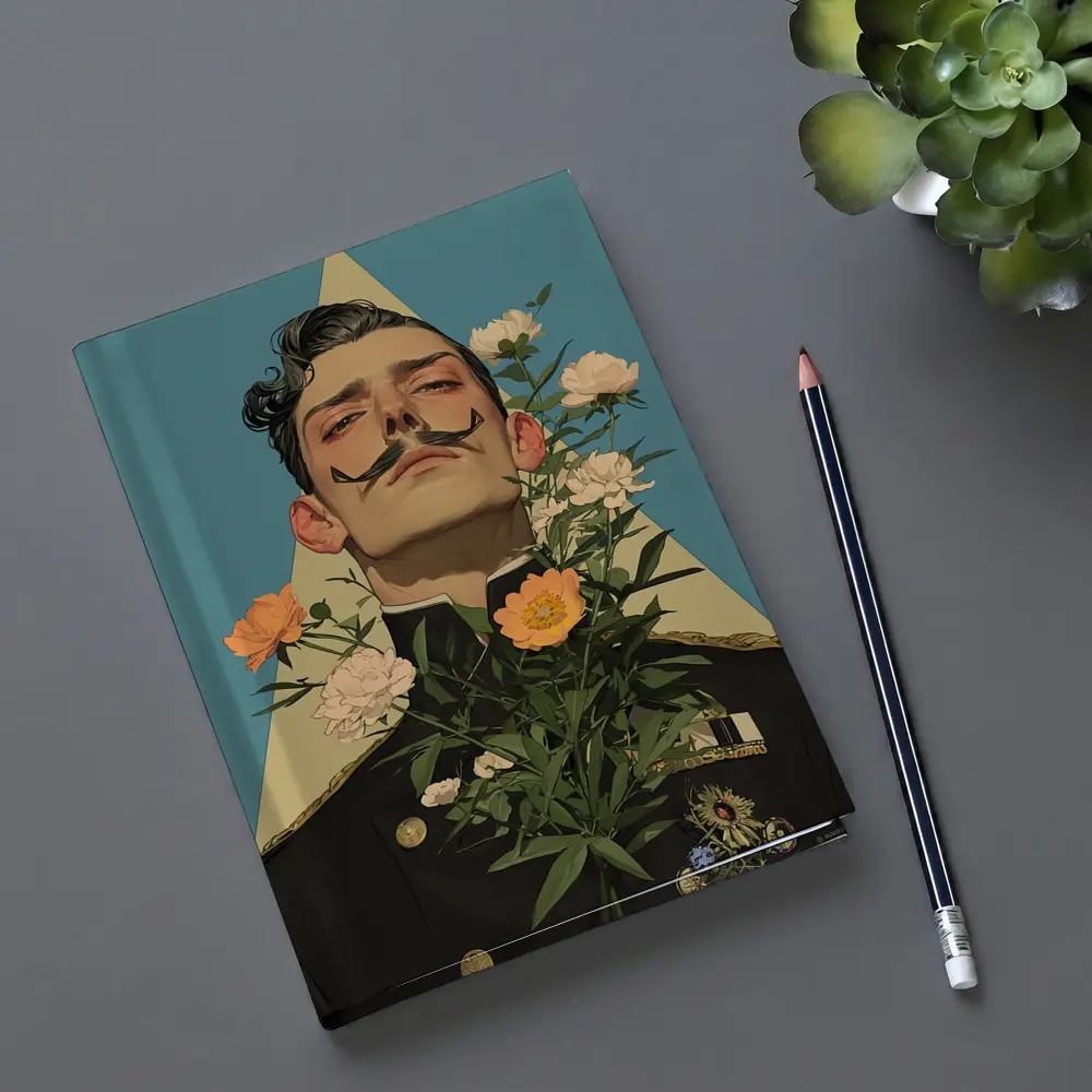 Military Officer Portrait With Flowers Illustration – Notebooks