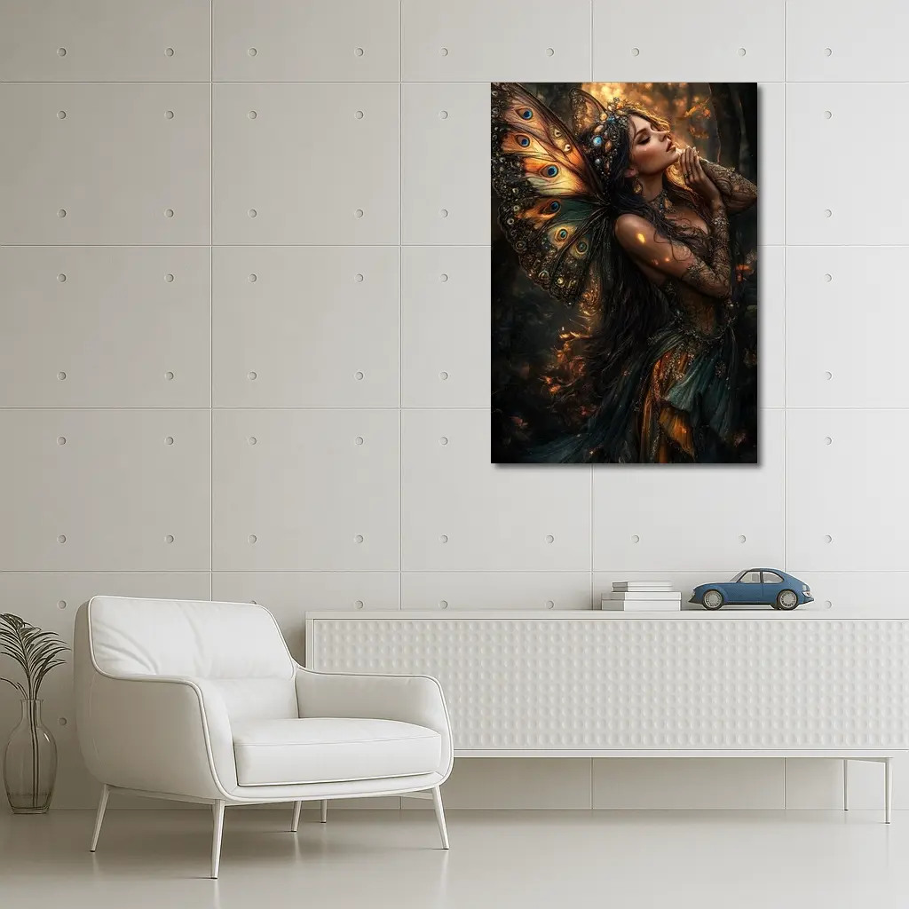 Fantasy Fairy Woman Butterfly Wings Forest – Wall Art